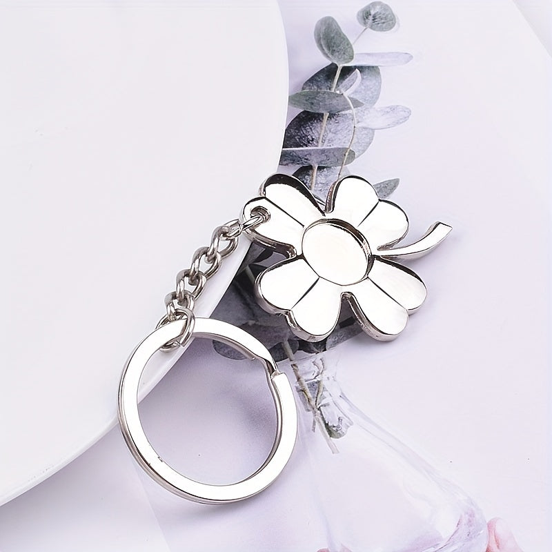 Clover Keychain Fortune Metal Key Ring Purse Bag Backpack Car Key Charm