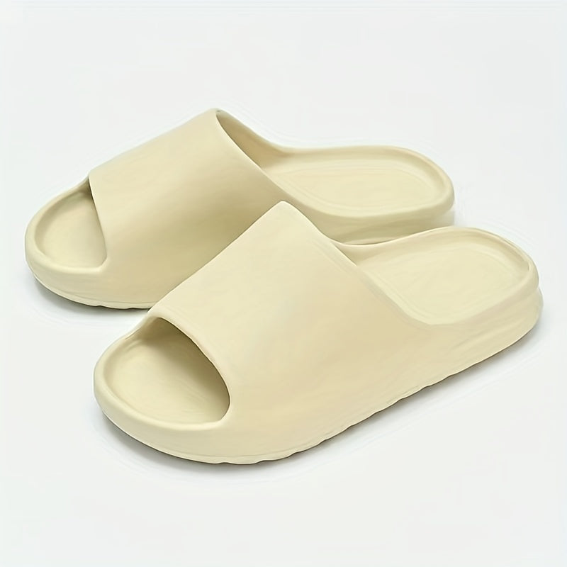 Women's Solid Pillow Slides Open Toe Soft Sole Non-slip Thick Bottom
