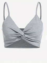 Twist Front V-Neck Cami Top Solid Color