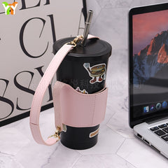 PU Leather Coffee Cup Cover Hand Sleeve Anti-scalding Portable Holder