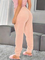Cozy Fuzzy Lounge Pants with Pompom Decor