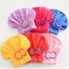 Soft Fiber Shower Cap Candy Bow Decor Shampoo Cap for Hair Drying