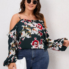 Floral Cold Shoulder Blouse Spring Fall Shirt
