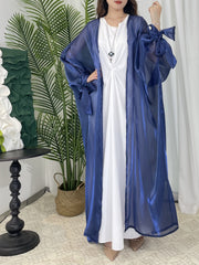 Organza Lantern Sleeve Open Front Robe