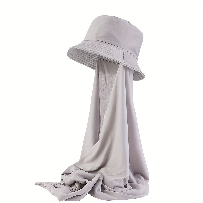 Women Jersey Hijab Head Wrap With Bucket Hat Sun Visor