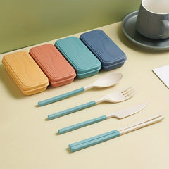 4pcs Reusable Utensils Set With Case for Camping, Picnic, Travel