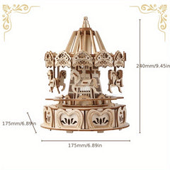 DIY Wooden Horse Music Box 3D Puzzle Educational Gift