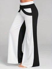 Colorblock Patchwork Wide Leg Pants Spring & Fall Women's Clothing