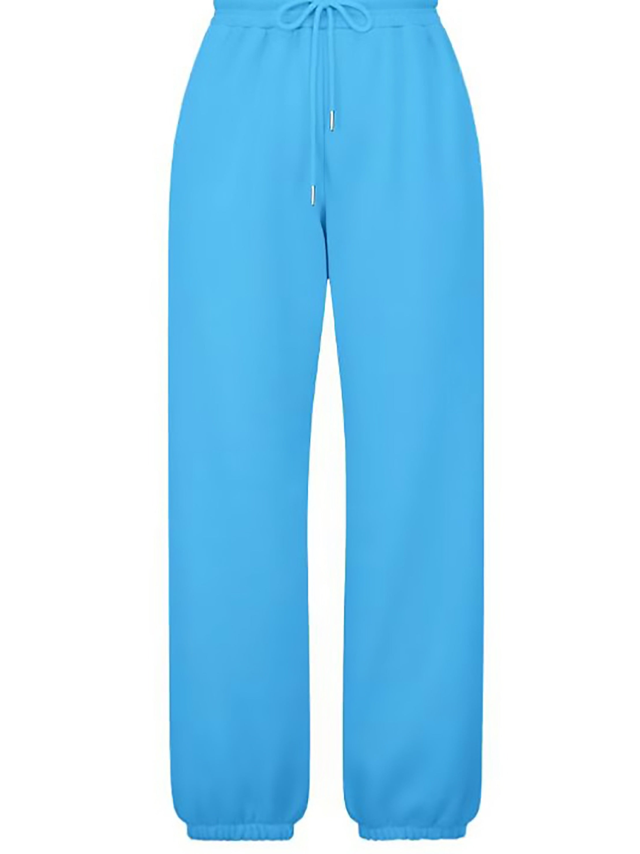 Solid Elastic Drawstring High Rise Joggers