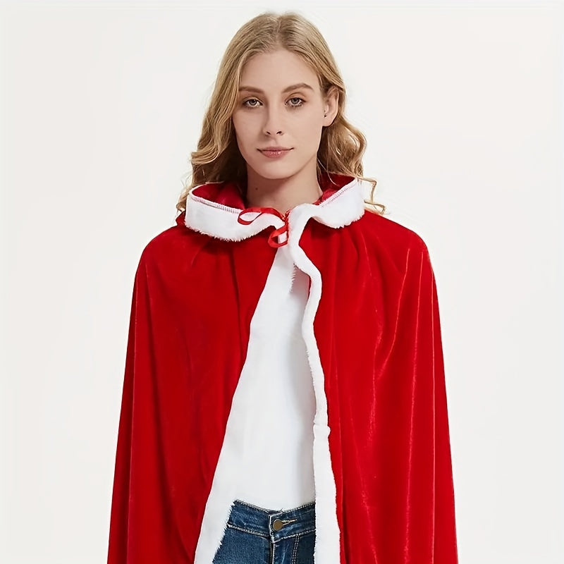 Long Red Hooded Cloak Halloween Cosplay Costume Props