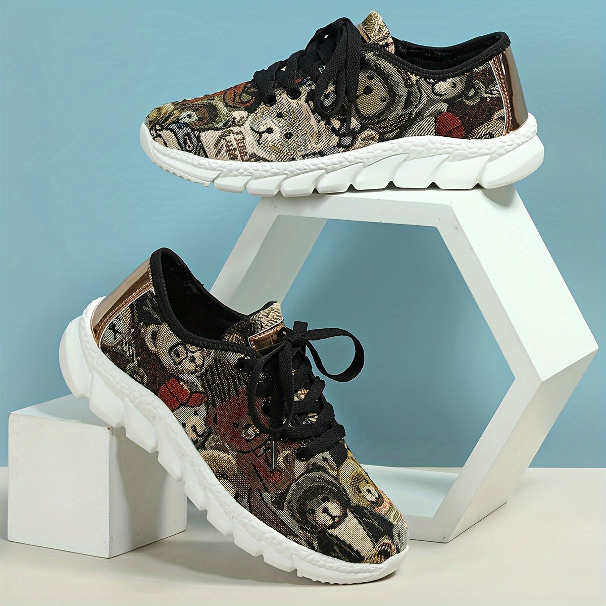 Bear Print Mesh Breathable Running Shoes Lightweight Sneakers
