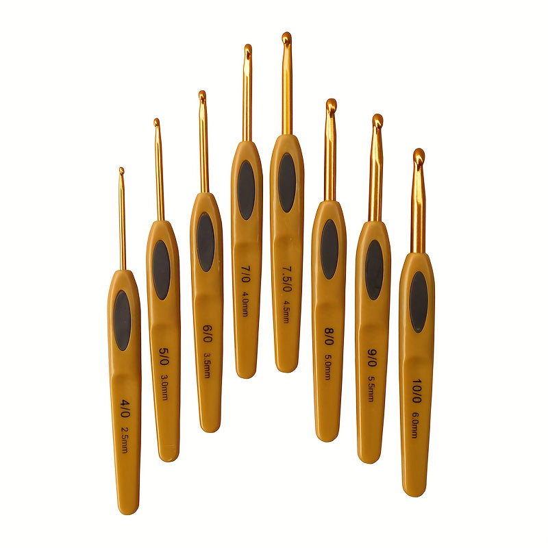 8pcs Plastic Handle Aluminum Crochet Hook Knitting Needles DIY Sewing Tools