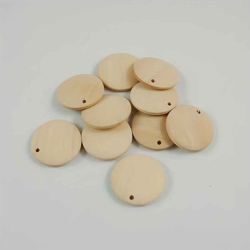 20pcs 30MM Wood Chip Keychain Round Wood Chip Ornament Earrings
