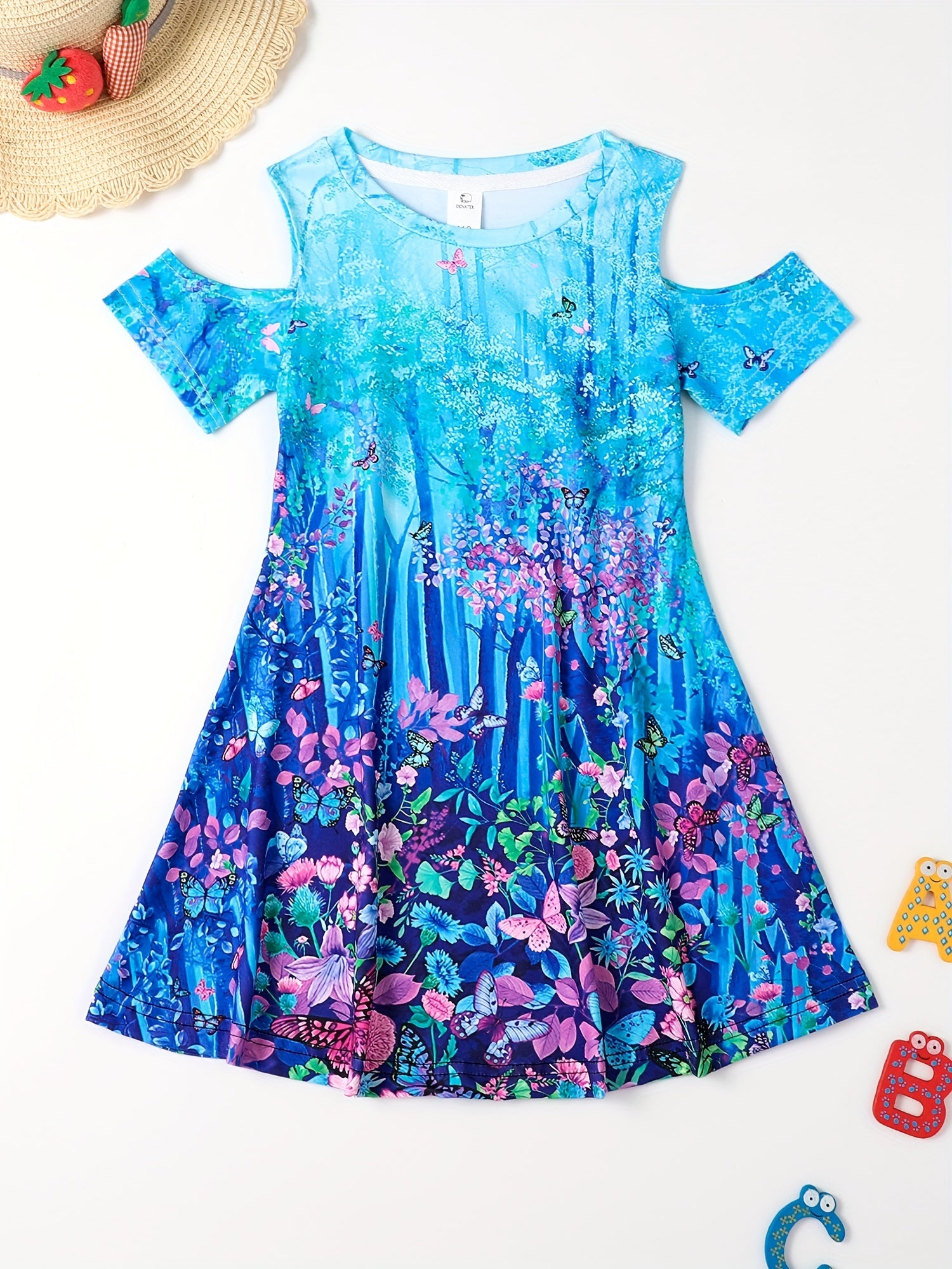 Girls Magic Forest Cold Shoulder Dress