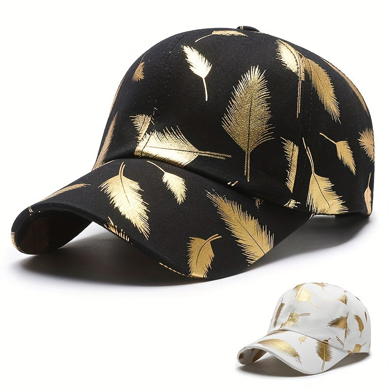 Unisex Sunshade Baseball Cap Bronzing Feather Pattern