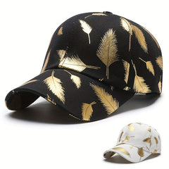Unisex Sunshade Baseball Cap Bronzing Feather Pattern