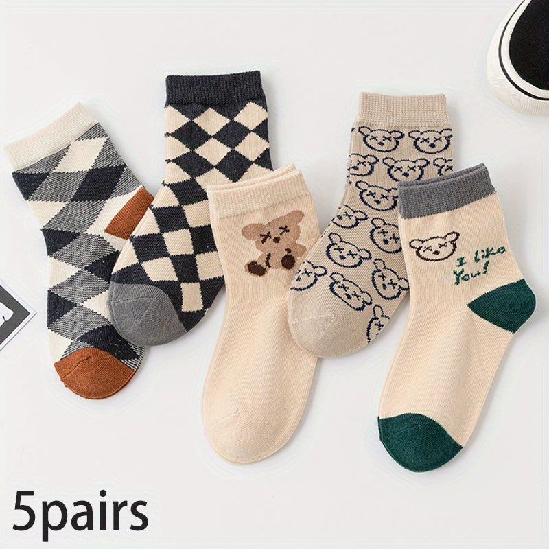 Kids Cartoon Teddy Bear Short Socks Breathable Comfy Anti-odor Children's Socks