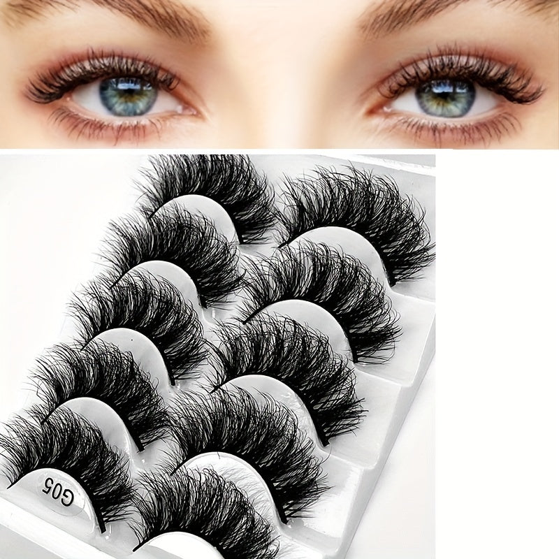 5 Pairs Cross Mink Hair False Eyelashes Dense Layered Fried Hair Models
