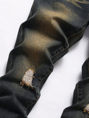 Boys Distressed Stretch Jeans Skinny Slim Fit Washed Denim Pants