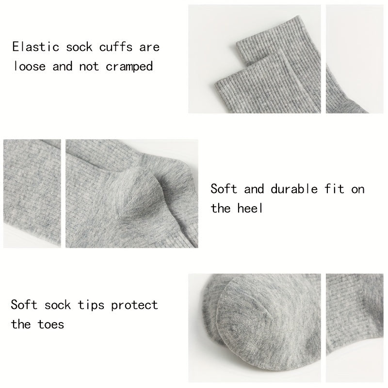 6 Pairs Cotton Socks Men Women Grey