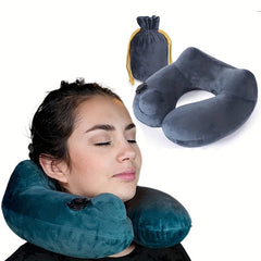 Automatic Press Inflatable U Pillow Camping Travel