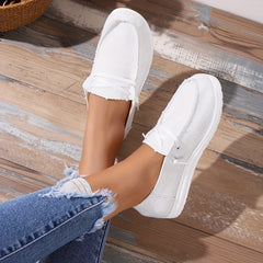 Women's Solid Canvas Shoes Lightweight Lace Up Anti skid Loafers
