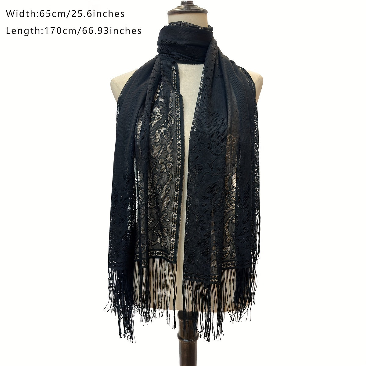Lace Long Scarf Breathable Tassel Shawl Women Dress Wrap