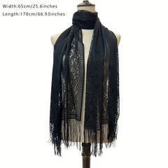 Lace Long Scarf Breathable Tassel Shawl Women Dress Wrap