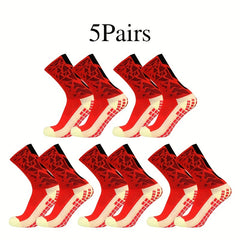 5pairs Football Socks Non-slip Breathable Soccer Crew Socks