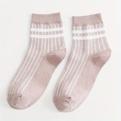 Set of 5 Striped Crew Socks for Women