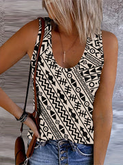 Geometric Print Tank Top Sleeveless Summer Top
