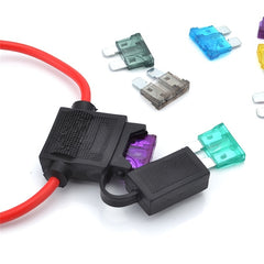 Waterproof Car Fuse Box Holder with 6 Fuses (5A/10A/15A/20A/25A/30A)