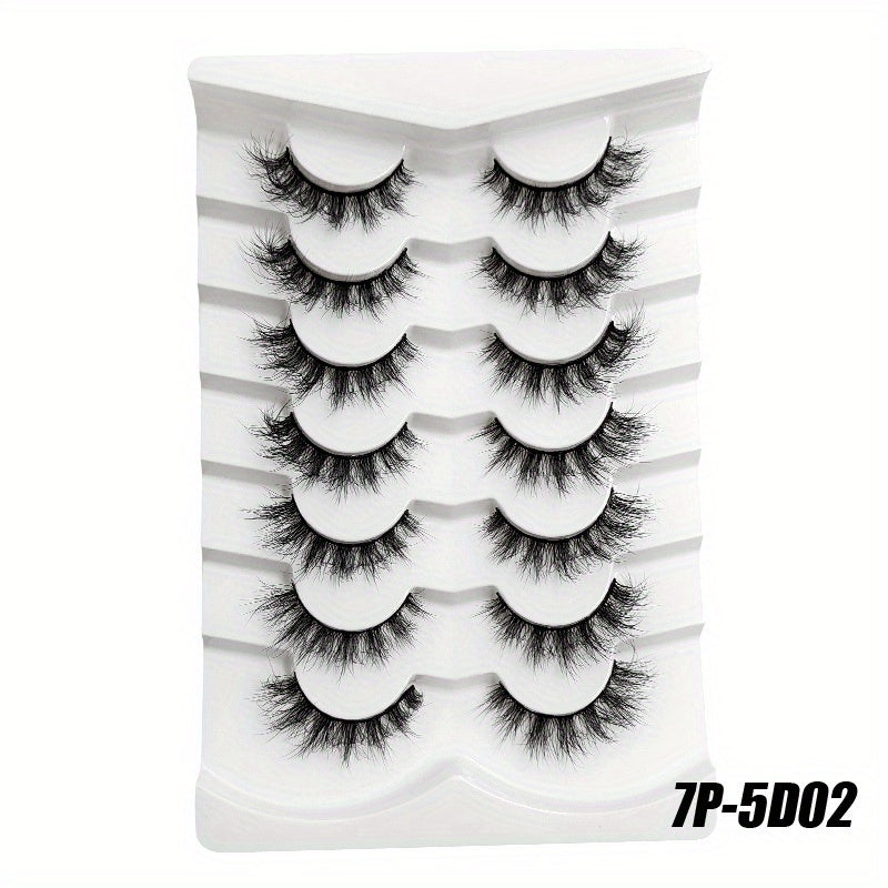 7 Pairs Fluffy Faux Mink False Eyelashes Soft Natural Wispy Daily Wear
