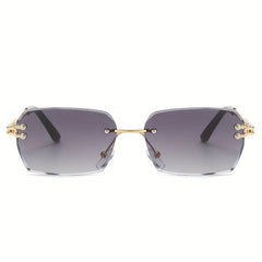 Men's Metal Cut Edge Sunglasses with Leather Eyewear Bag