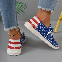 Women's Star & Striped Pattern Sneakers Casual Lace Up Outdoor Shoes