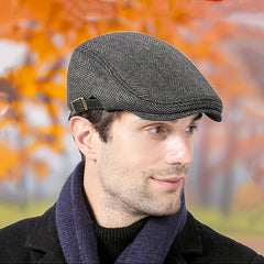 Men's Winter Thickened Beret Adjustable Hat Painter Newsboy Cap