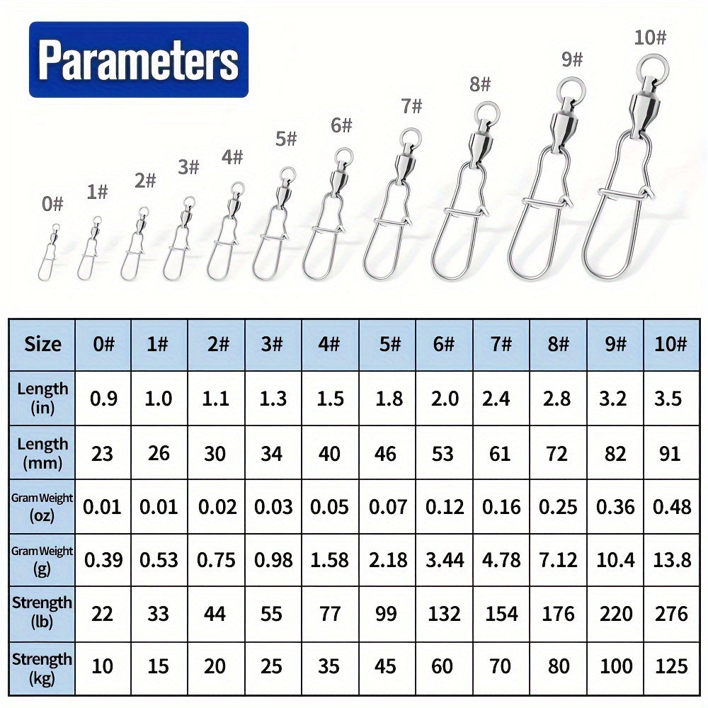 ROBEROS 10pcs 0 10 4 54KG Heavy Duty Fishing Connector Stainless Steel Swivels