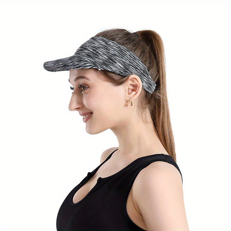 Striped Ponytail Visor Hat UV Protection Sports Sun Hat