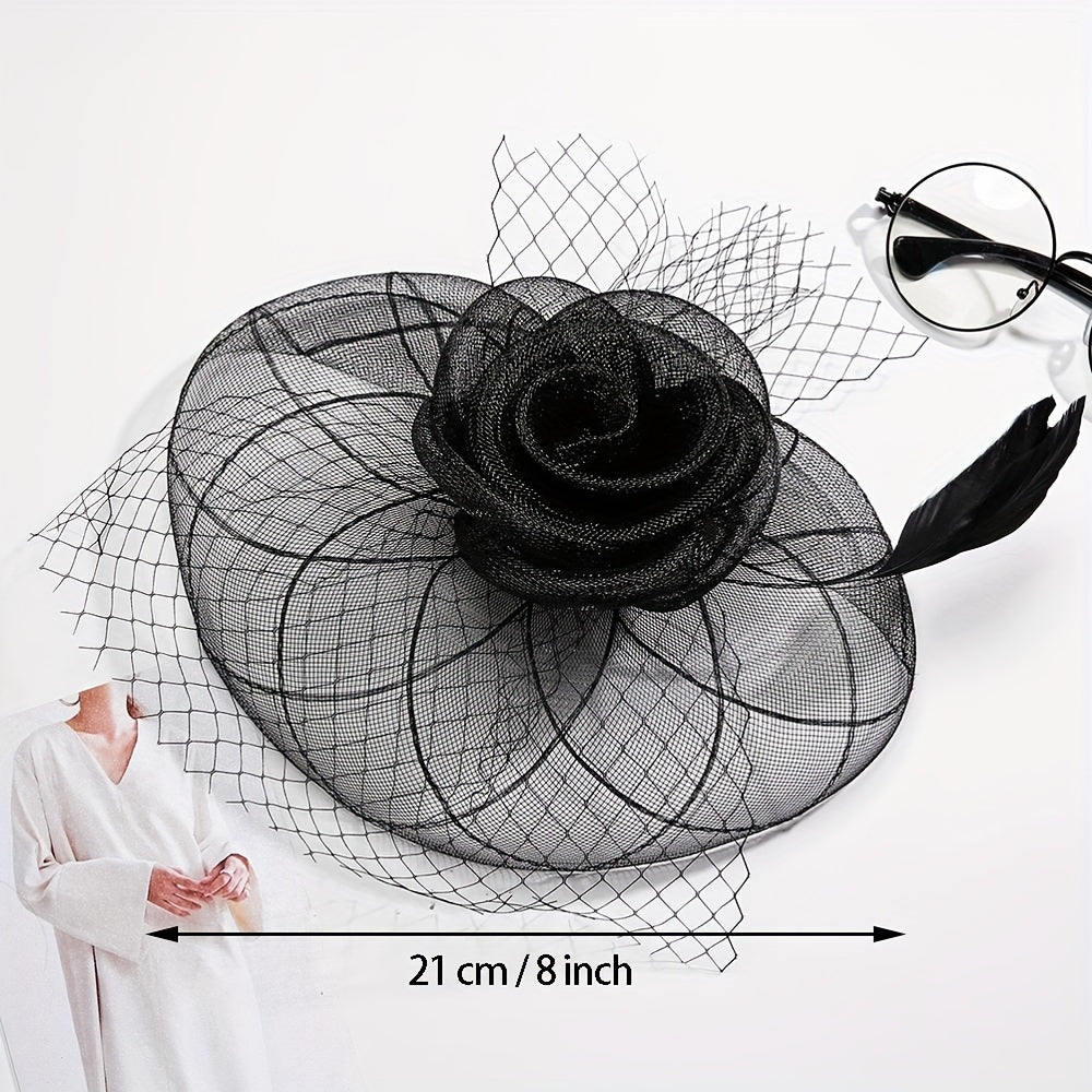 Mesh Flower Fascinator Head Piece with Clip