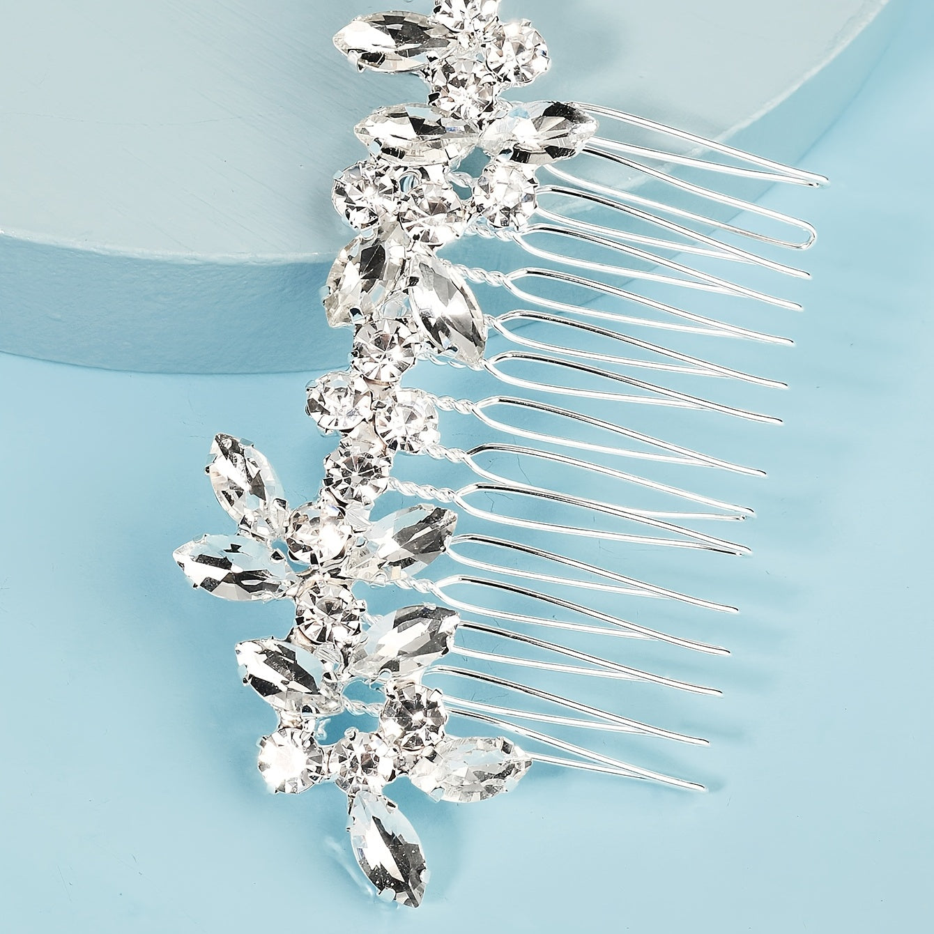 Rhinestone Bride Wedding Hair Comb Silver Bridal Hair Piece Crystal