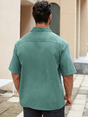 Men's Casual Solid Short Sleeve Shirt With Pocket