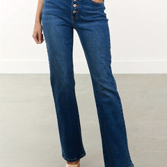 Bootcut Jeans Whiskering Mid Rise High Stretch Bell Bottoms Pants