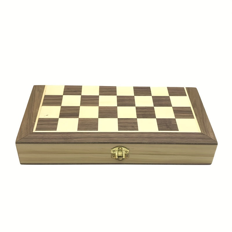 Wooden Chess and Checkers Set for Outdoor Fun