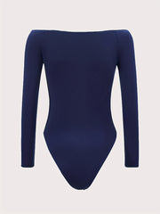 Off Shoulder Cut Out Bodysuit Long Sleeve Slim Fit Casual Bodysuit