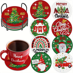 8pcs Christmas Series Diamond Painting Coaster Kit