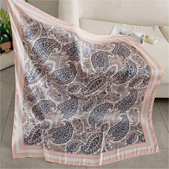 Floral Print Silk Square Scarf Bandana for Women