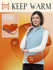 Sporty Sleeveless Zip Front Vest With Pockets Fleece Liner
