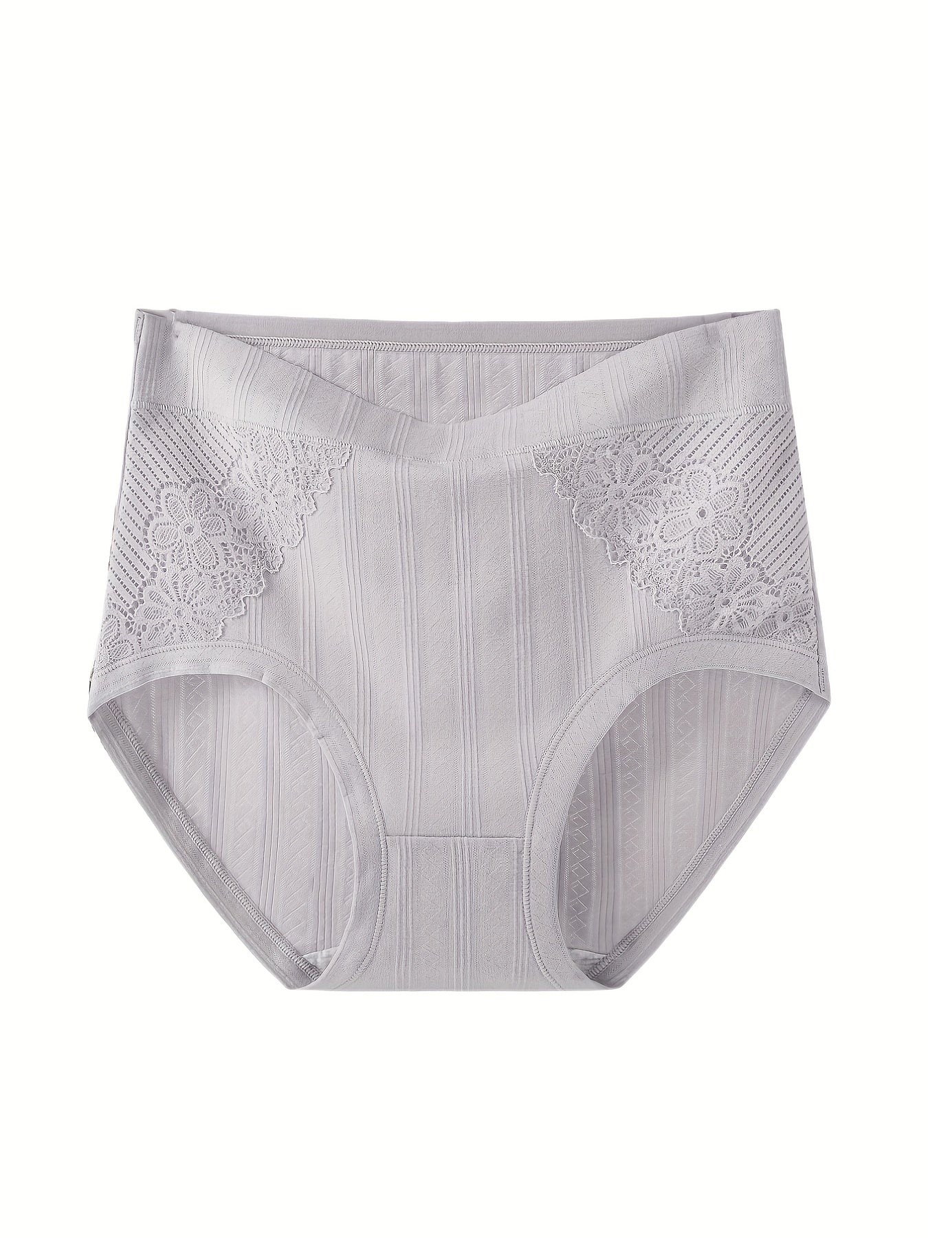 Casual Underwear Women's Plus Plain Lace Ribbed Underwear