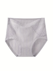 Casual Underwear Women's Plus Plain Lace Ribbed Underwear