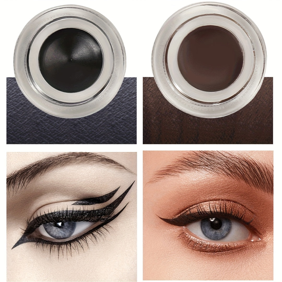 Brown Eyeliner Cream Set with Brush - Waterproof, Long Lasting, Smooth